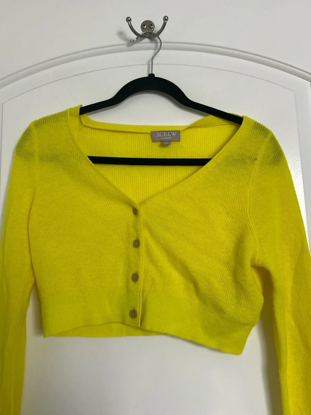 J. Crew Featherweight 100% cashmere cropped cardigan sweater Size S Preppy Chic